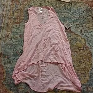Ivy jane pink gauzy high low tunic top s nwt